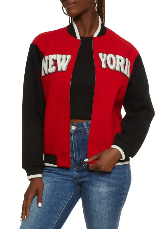 New York Chenille Patch Varsity Jacket sold by Rainbow