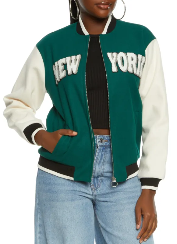 New York Chenille Patch Varsity Jacket sold by Rainbow
