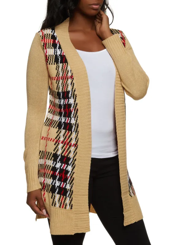 Plaid Open Front Cardigan sold by Rainbow