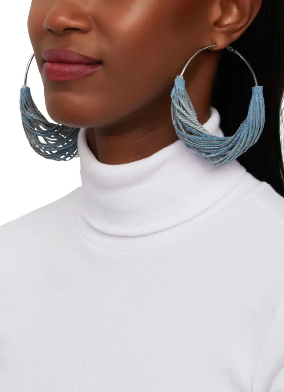 Denim Detail Hoop Earrings made by Rainbow