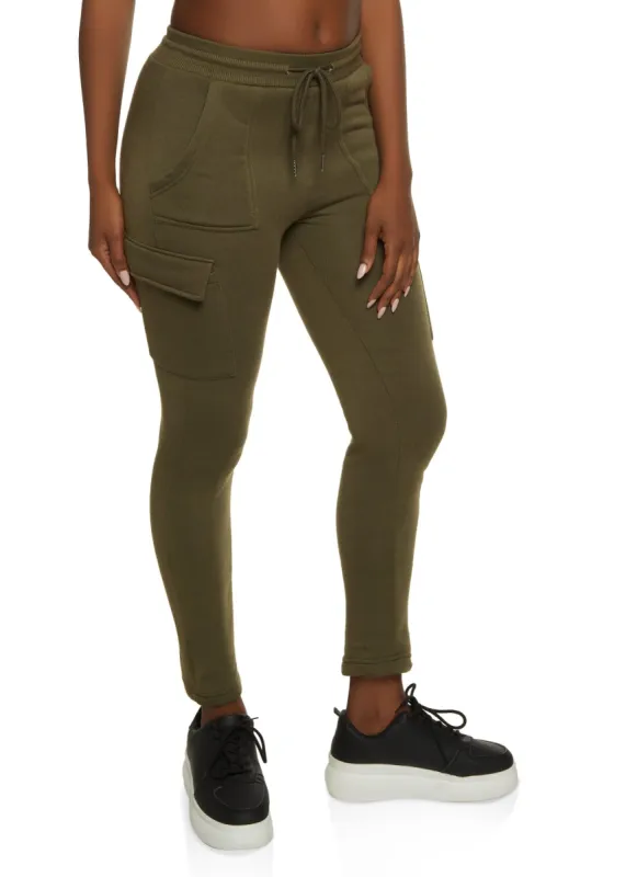 Fleece Drawstring Cargo Pocket Sweatpants sold by Rainbow