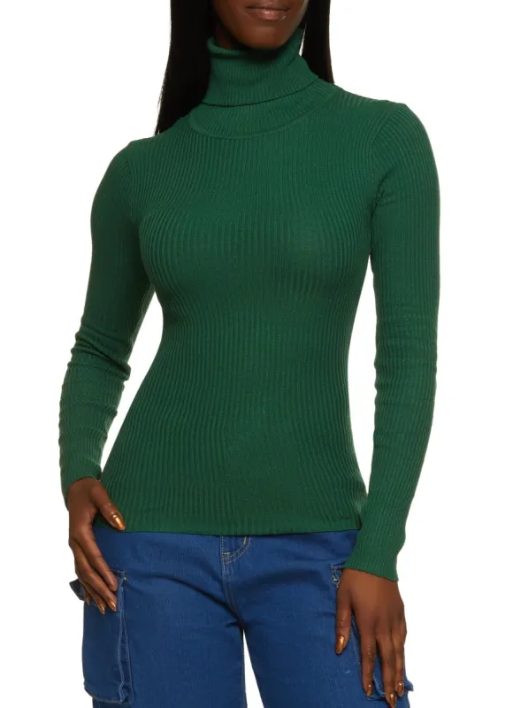Basic Solid Ribbed Turtleneck Top sold by Rainbow