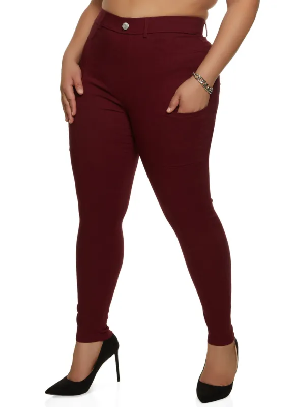 Plus Size Ponte Faux Pocket Dress Pants sold by Rainbow