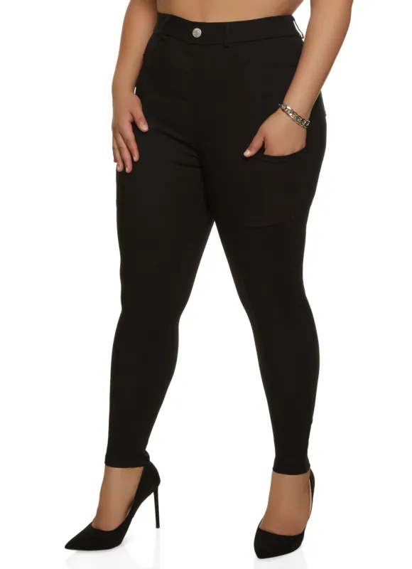Plus Size Ponte Faux Pocket Dress Pants sold by Rainbow