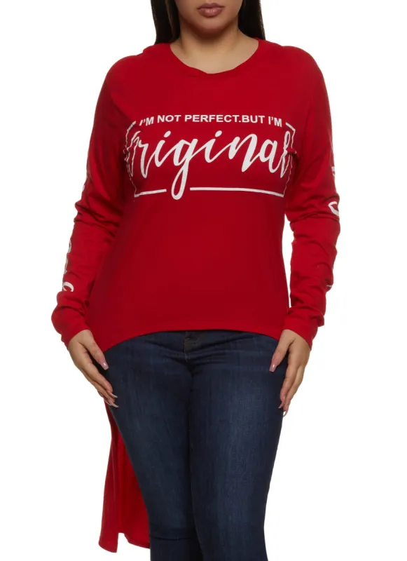 Plus Size Im Not Perfect But Im Original High Low Tee sold by Rainbow