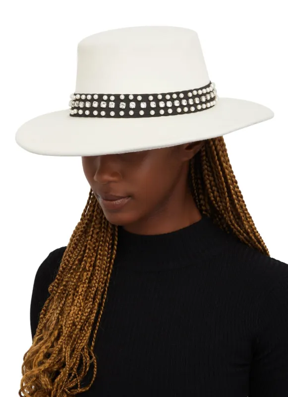 Faux Pearl Ribbon Trim Bolero Hat sold by Rainbow