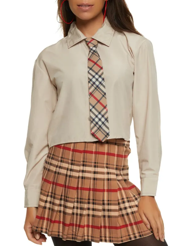 Button Front Shirt with Plaid Tie sold by Rainbow