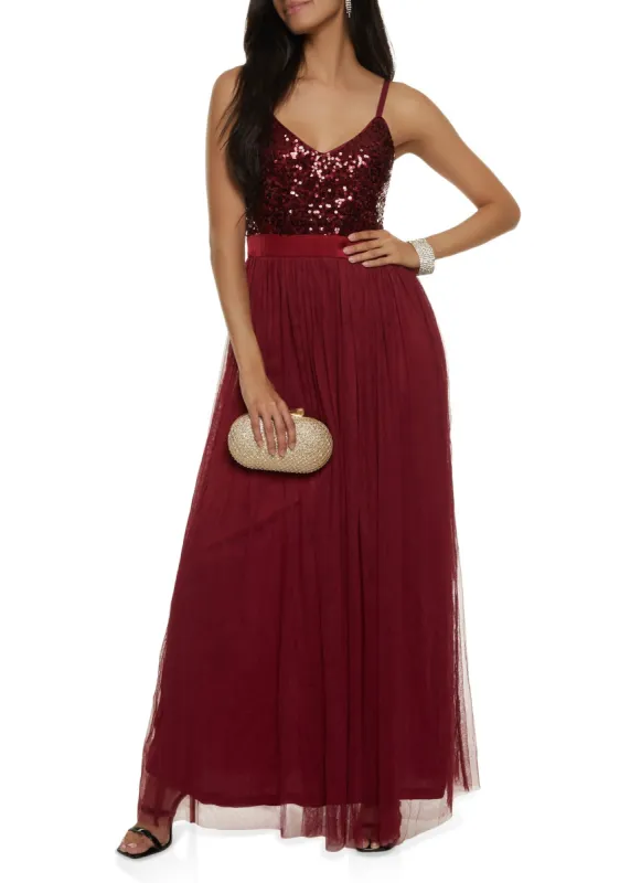 Sequin Tulle Maxi Dress sold by Rainbow