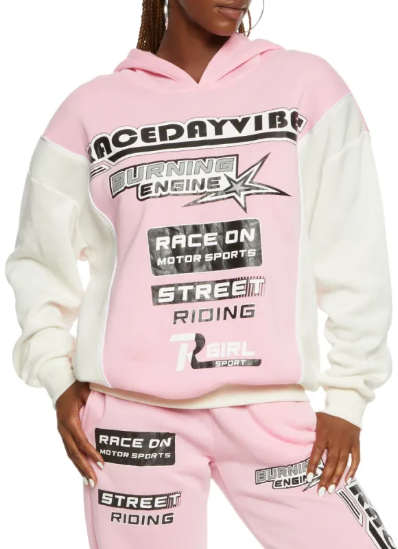 Color Block Race Day Vibes Graphic Hoodie sold by Rainbow