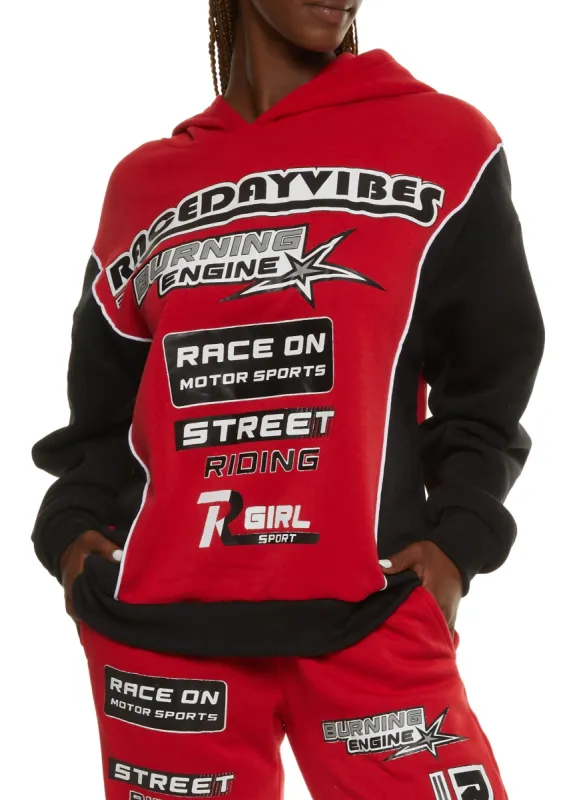 Color Block Race Day Vibes Graphic Hoodie sold by Rainbow