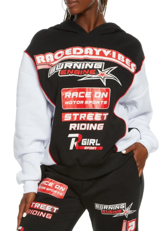 Color Block Race Day Vibes Graphic Hoodie sold by Rainbow