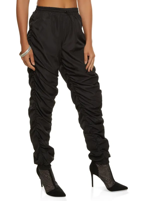Nylon Ruched High Waist Joggers sold by Rainbow