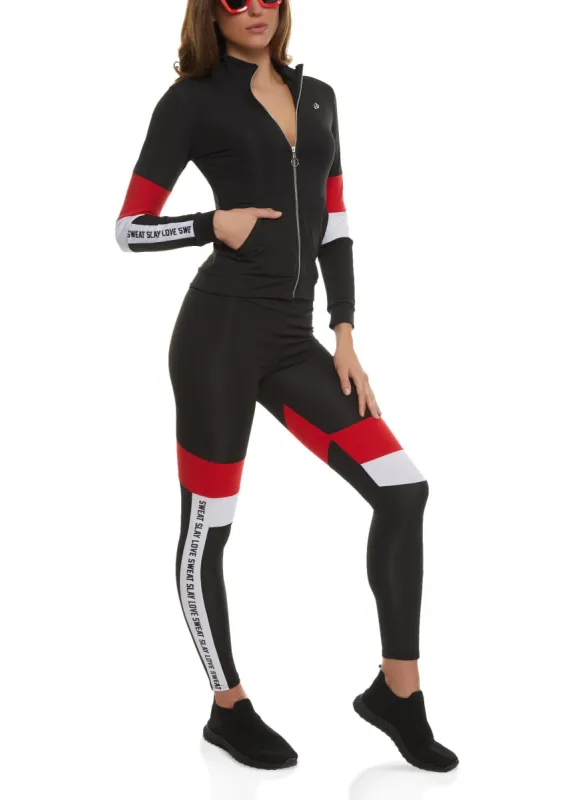 Sweat Slay Love Color Blocked Track Jacket sold by Rainbow