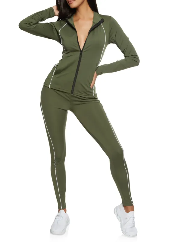 Contrast Piping Detail Zip Front Track Jacket sold by Rainbow