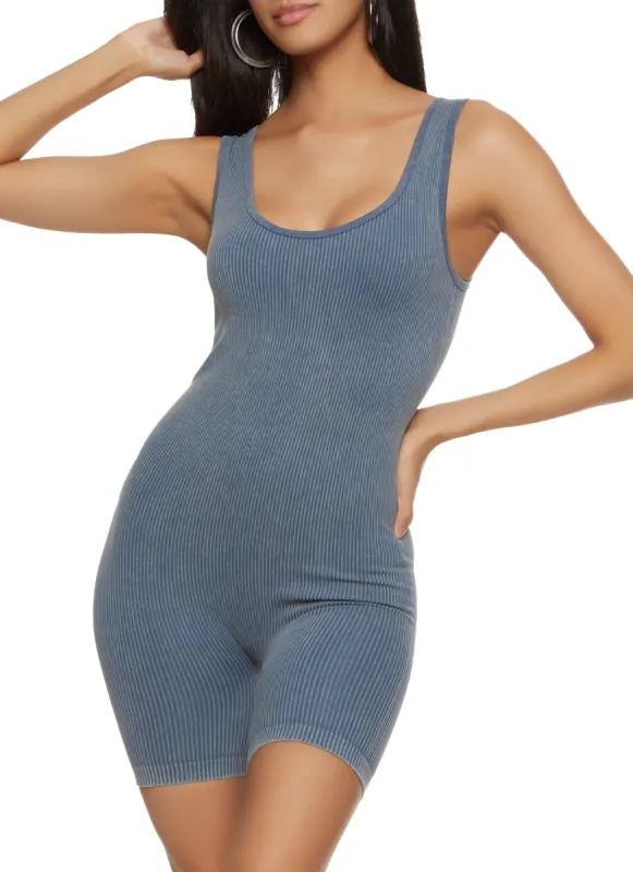 Seamless Rib Knit Scoop Neck Romper sold by Rainbow