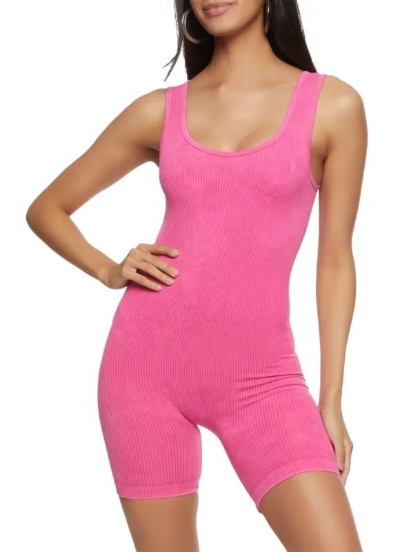 Seamless Rib Knit Scoop Neck Romper sold by Rainbow