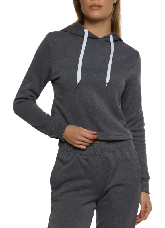 Fleece Hooded Cropped Sweatshirt sold by Rainbow