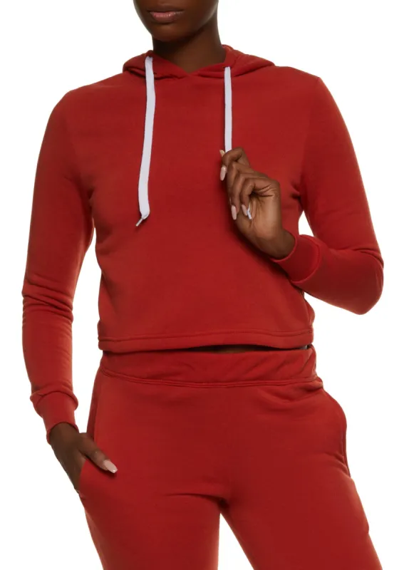 Fleece Hooded Cropped Sweatshirt sold by Rainbow