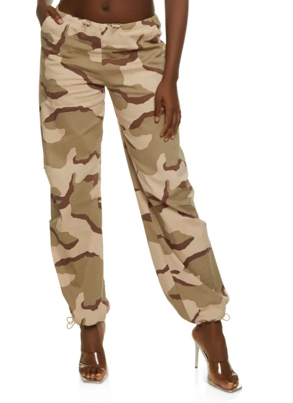 Camouflage Toggle Drawstring Hem Joggers sold by Rainbow