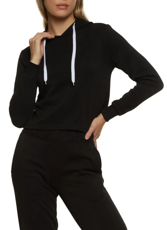 Fleece Hooded Cropped Sweatshirt sold by Rainbow