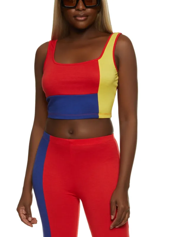Color Blocked Cropped Tank Top sold by Rainbow