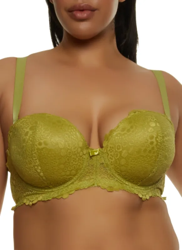 Plus Size Scalloped Trim Lace Balconette Bra | Converts to Strapless sold by Rainbow