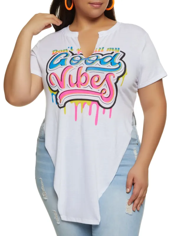 Plus Size Dont Kill My Good Vibes Graphic Tee sold by Rainbow