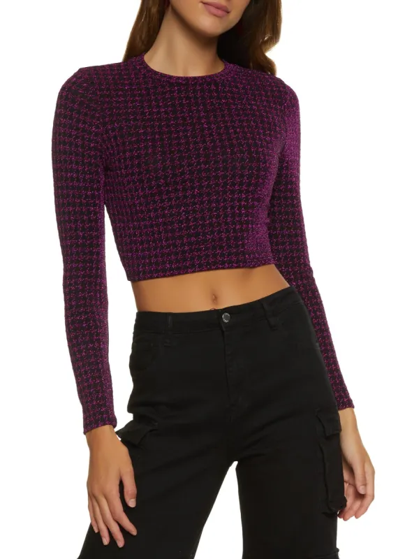 Lurex Houndstooth Crop Top sold by Rainbow