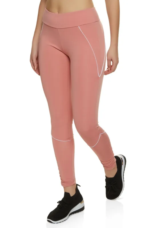 Contrast Piping Detail High Waist Leggings sold by Rainbow