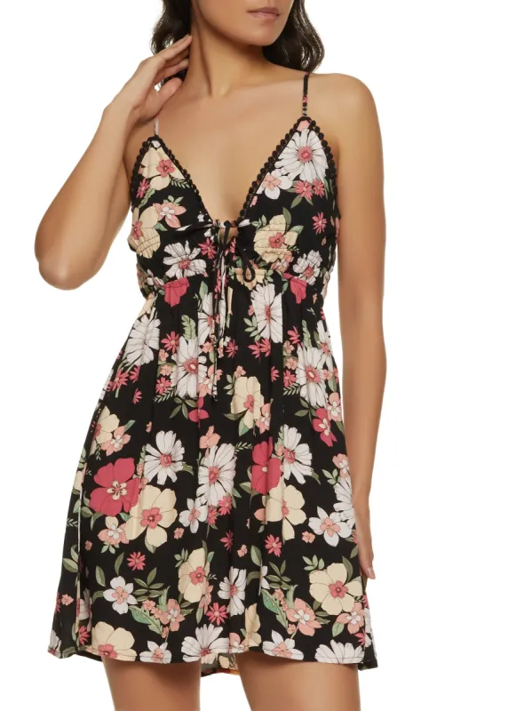 Floral Tie Front Cami Dress sold by Rainbow