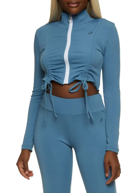 Ruched Drawstring Cropped Track Jacket sold by Rainbow