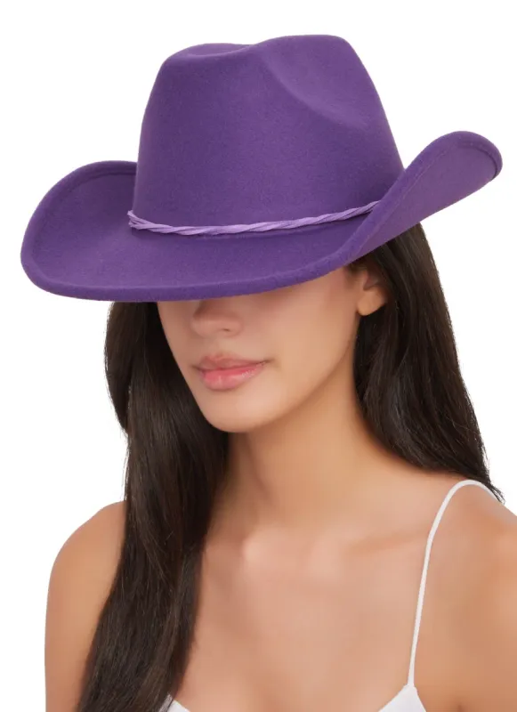 Faux Suede Detail Cowboy Hat sold by Rainbow