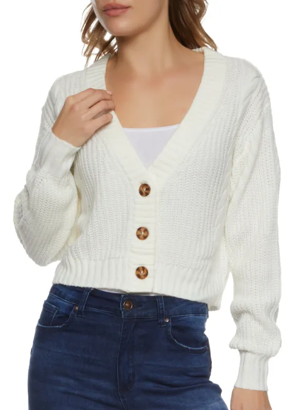 V Neck Cable Knit Cardigan sold by Rainbow