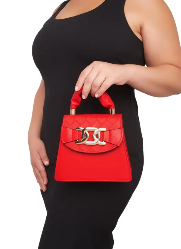 Metallic Detail Quilted Flap Convertible Handbag sold by Rainbow