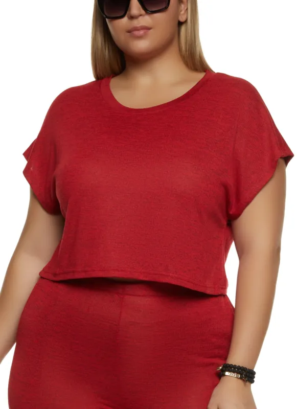 Plus Size Brushed Knit Dolman Sleeve Top sold by Rainbow