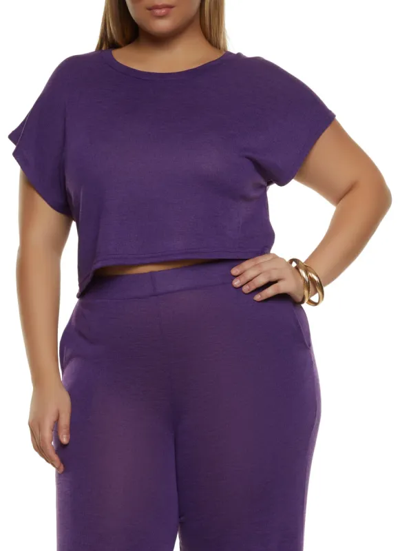 Plus Size Brushed Knit Dolman Sleeve Top sold by Rainbow