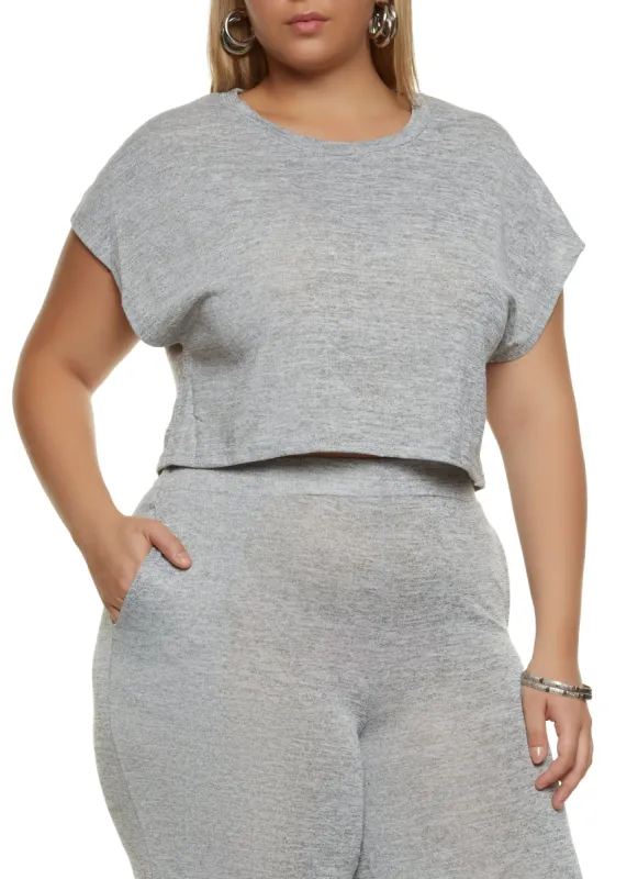 Plus Size Brushed Knit Dolman Sleeve Top sold by Rainbow