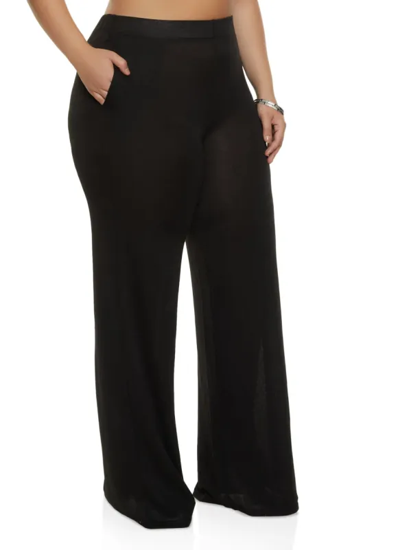 Plus Size Brushed Knit Wide Leg Pants sold by Rainbow