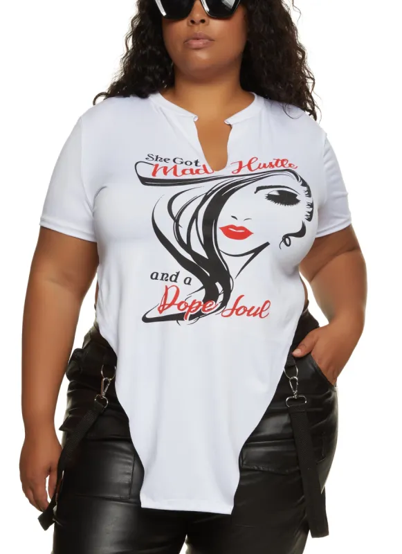 Plus Size Mad Hustle Hanky Hem Graphic Tee sold by Rainbow