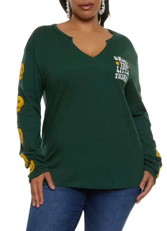 Plus Size Enjoy The Little Things Graphic Tee sold by Rainbow