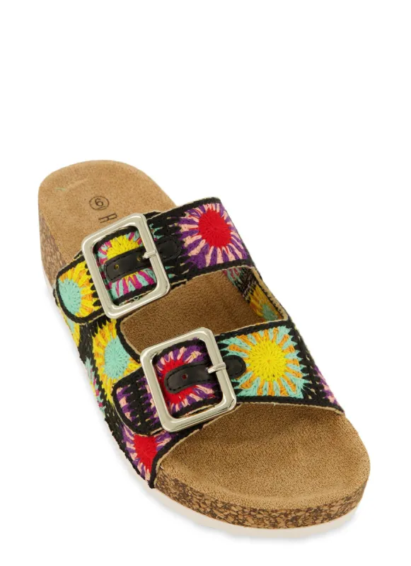 Boho Crochet Platform Footbed Sandals sold by Rainbow