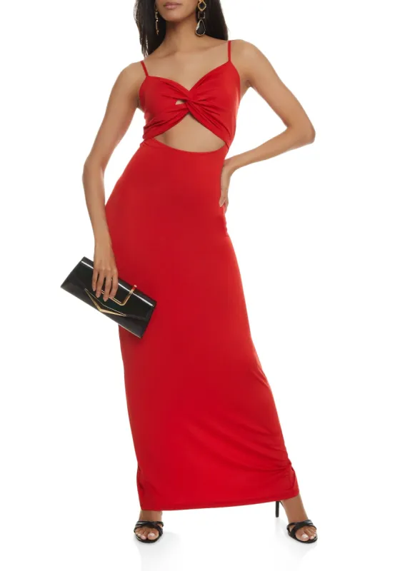 Twist Front Cutout Maxi Dress sold by Rainbow