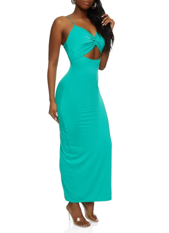 Twist Front Cutout Maxi Dress sold by Rainbow