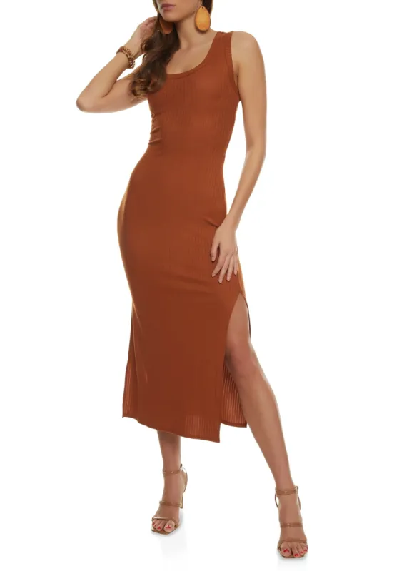 Rib Knit Slit Tank Dress sold by Rainbow