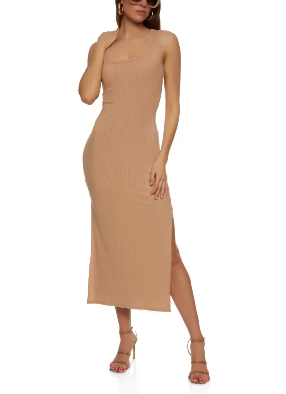 Rib Knit Slit Tank Dress sold by Rainbow