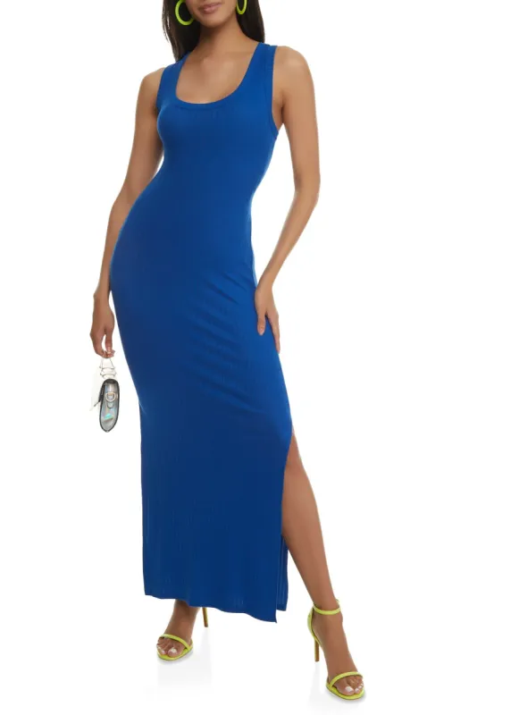 Rib Knit Slit Tank Dress sold by Rainbow