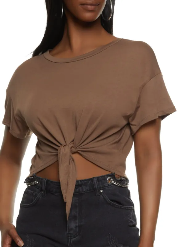 Basic Tie Front Tee sold by Rainbow