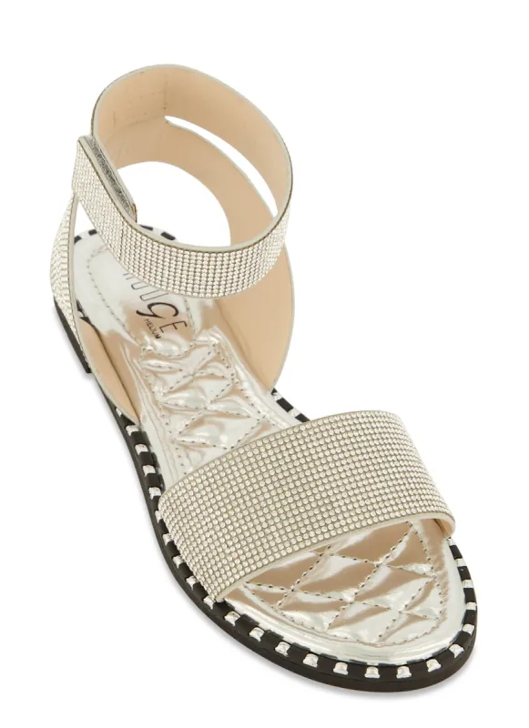 Rhinestone Studded Velcro Ankle Strap Sandals sold by Rainbow