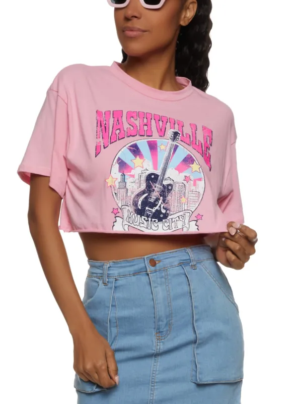 Nashville Guitar Cropped Graphic Tee sold by Rainbow