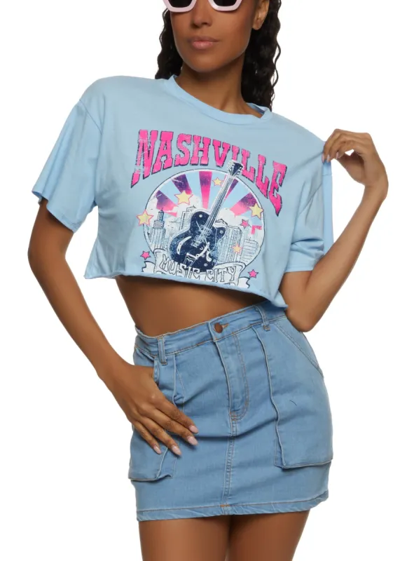 Nashville Guitar Cropped Graphic Tee sold by Rainbow